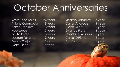 Oct annivs